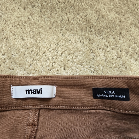 Mavi Viola jeans brown high rise slim straight raw hem womens 25/27 - Picture 2 of 11